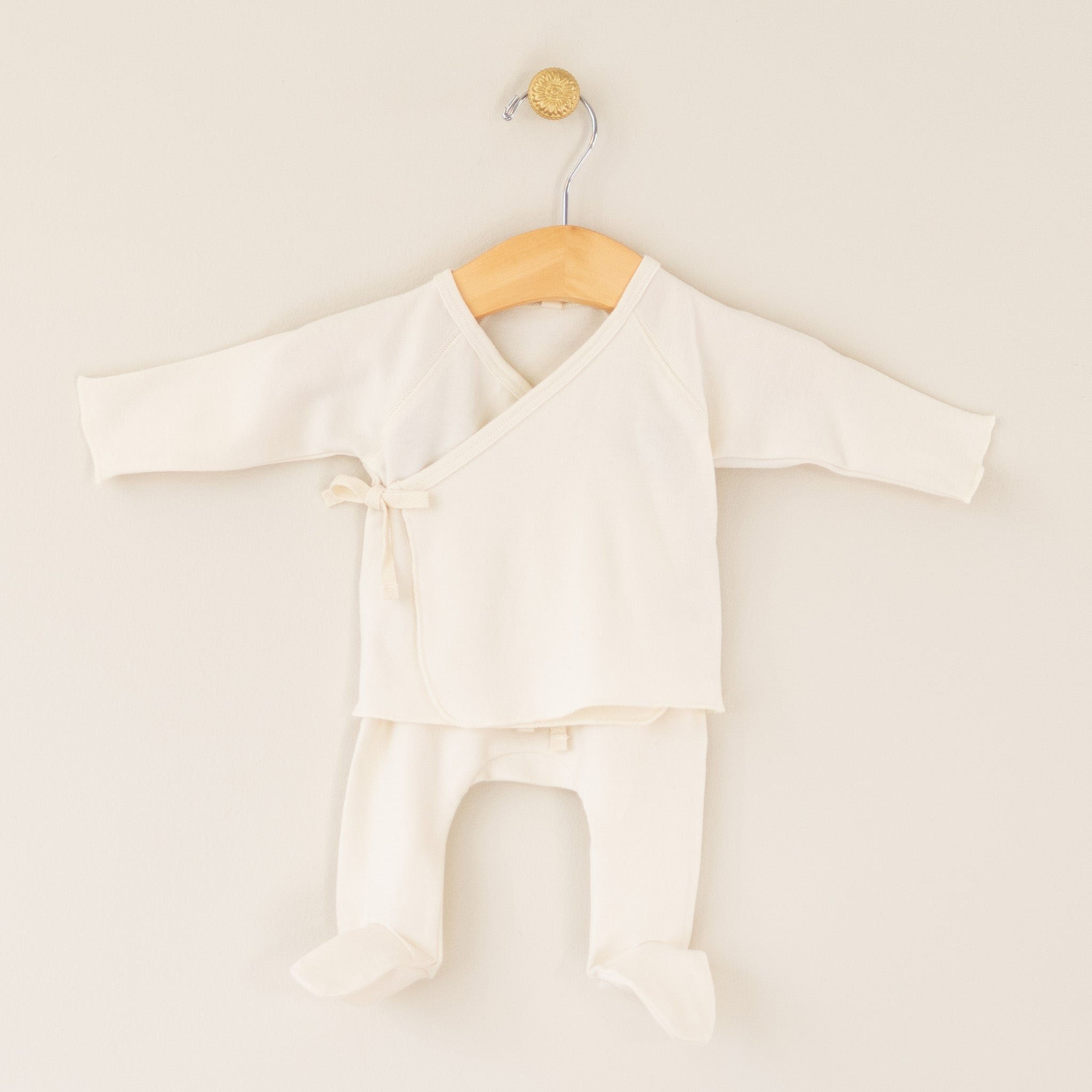 Quincy Mae Ivory Solid Footie Set