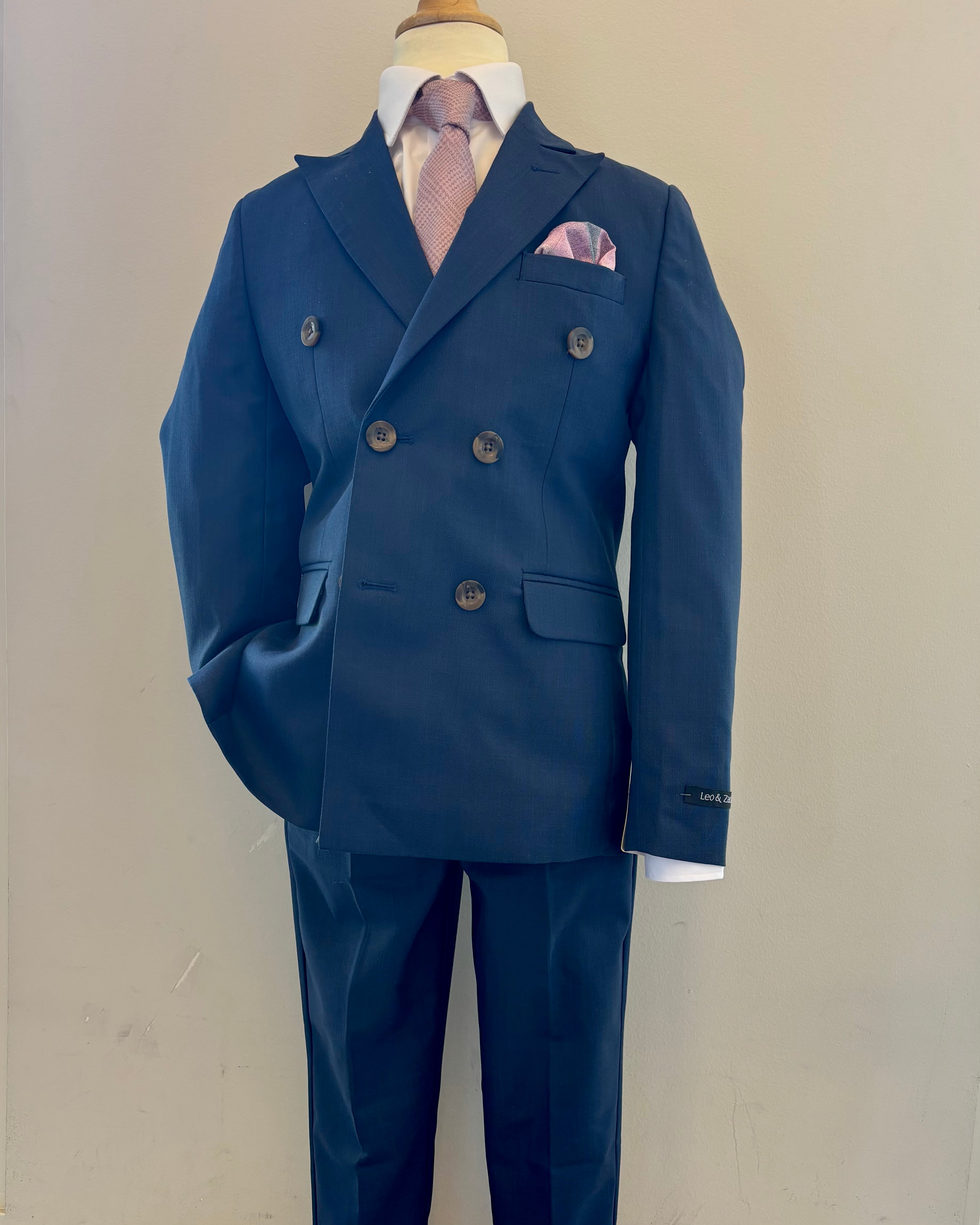Boy's Mid Navy Double Breasted Suit