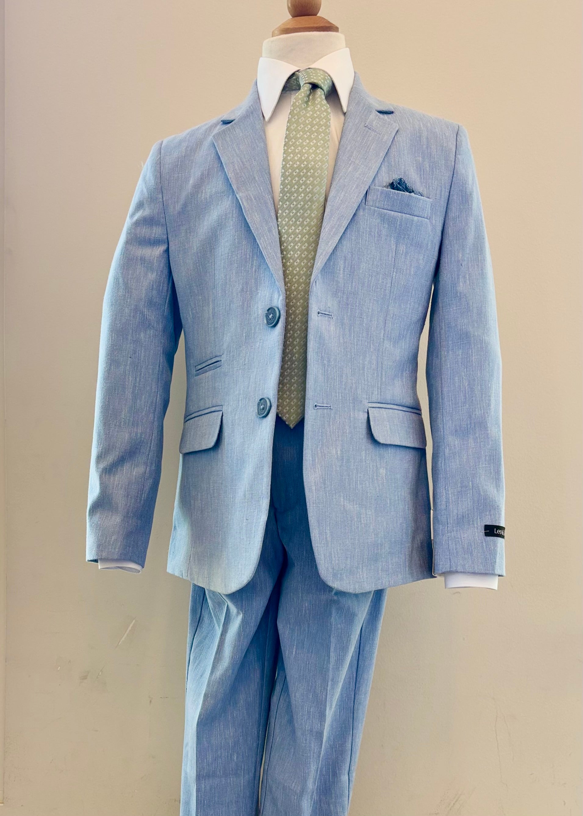 Boy's Blue Chambray Linen Blazer LZ