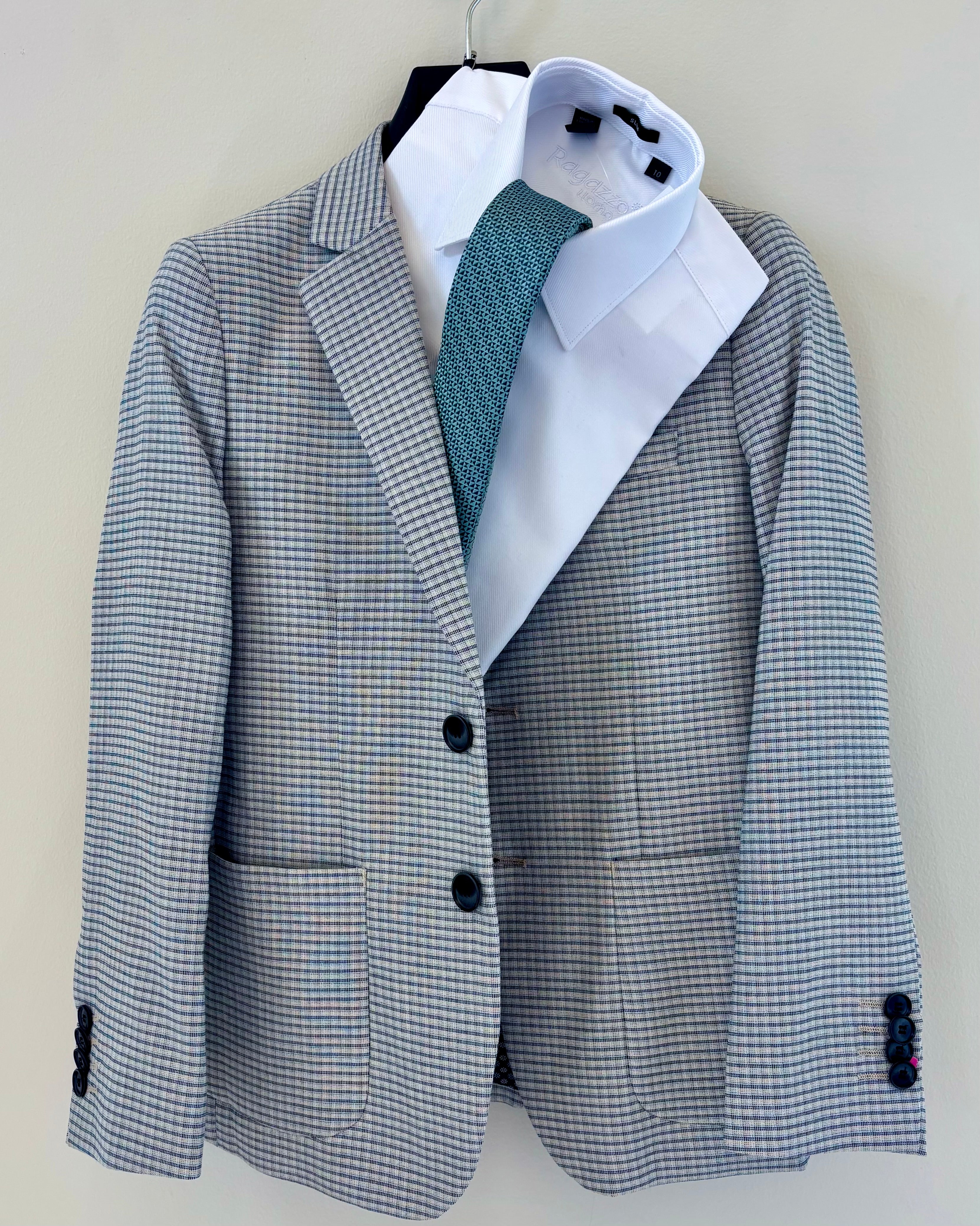 Boy's Tan/Navy Check Blazer