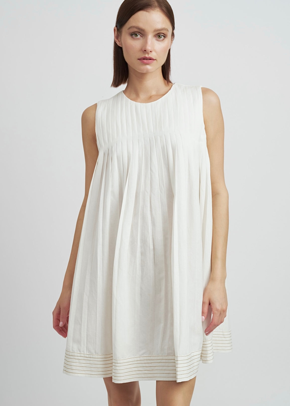 Patty Off White Pleated Float Dress