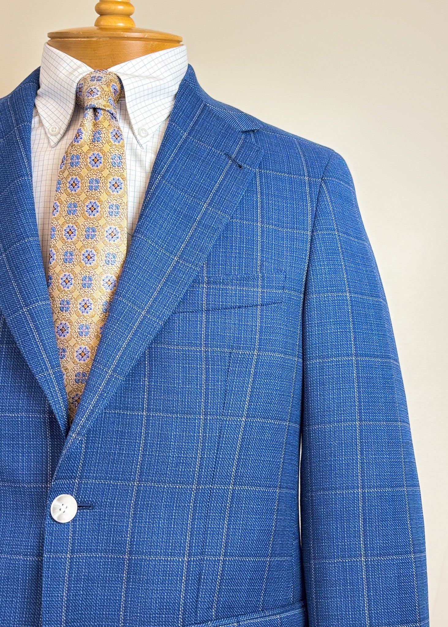 Blue with Cream Windowpane Suit