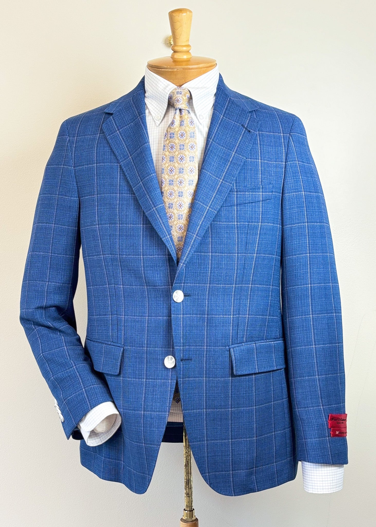 Blue with Cream Windowpane Suit