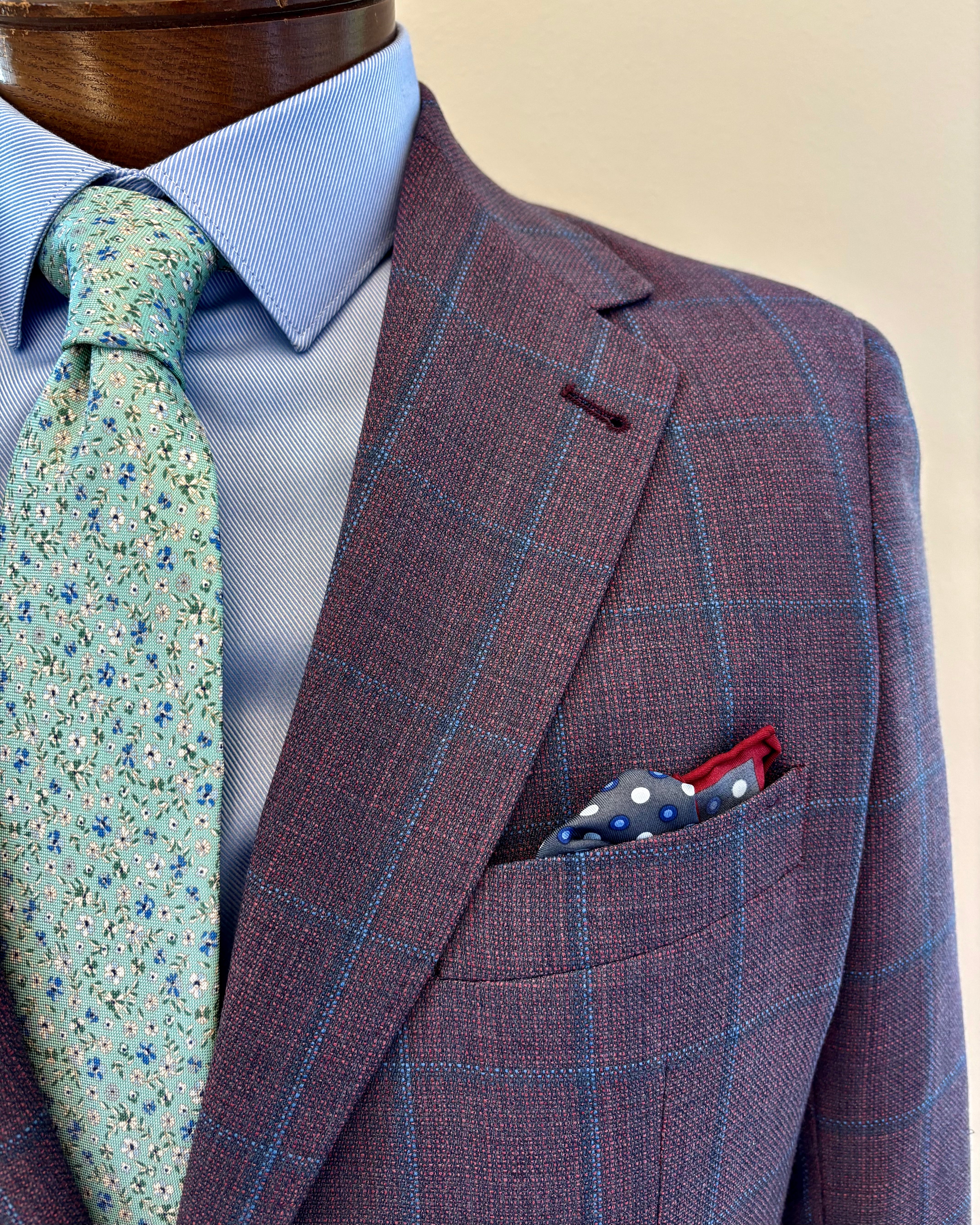 Mattarazi Plum Blue Windowpane Sport Coat