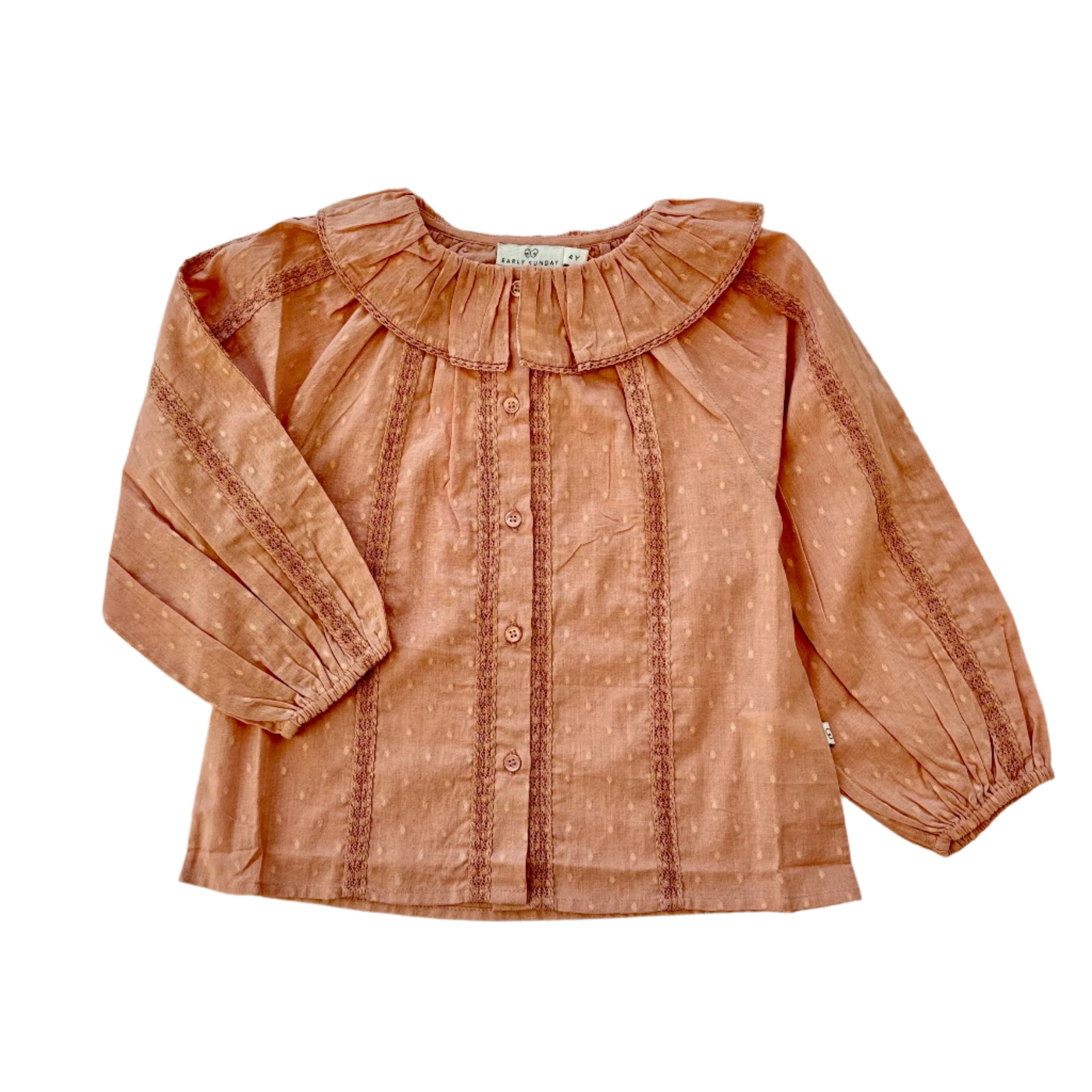 Cecilia Earthy Pink Ruffle Collar Blouse