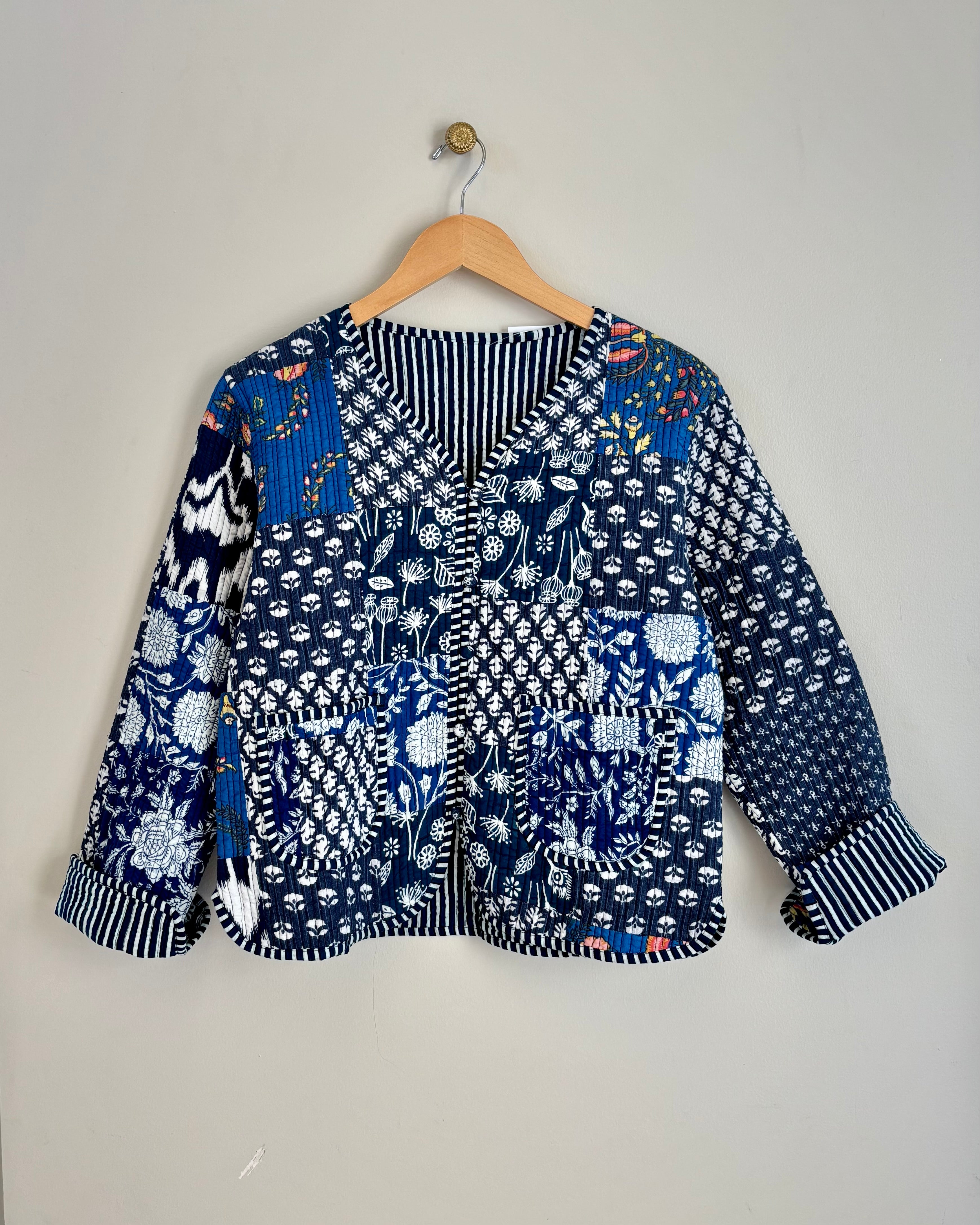 Alma Indigo Quilted Patchwork Jacket