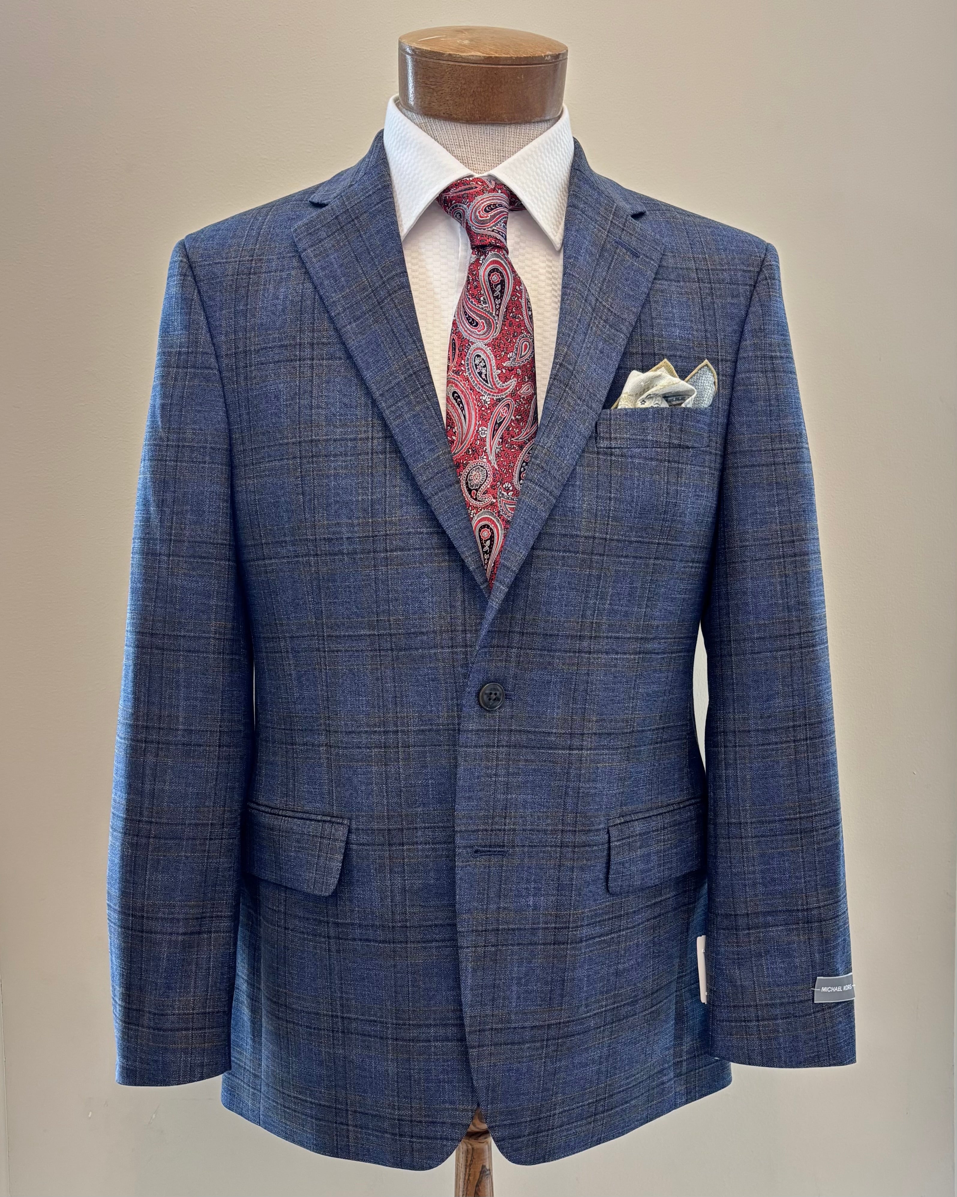 Light Blue Brown Plaid Sports Coat