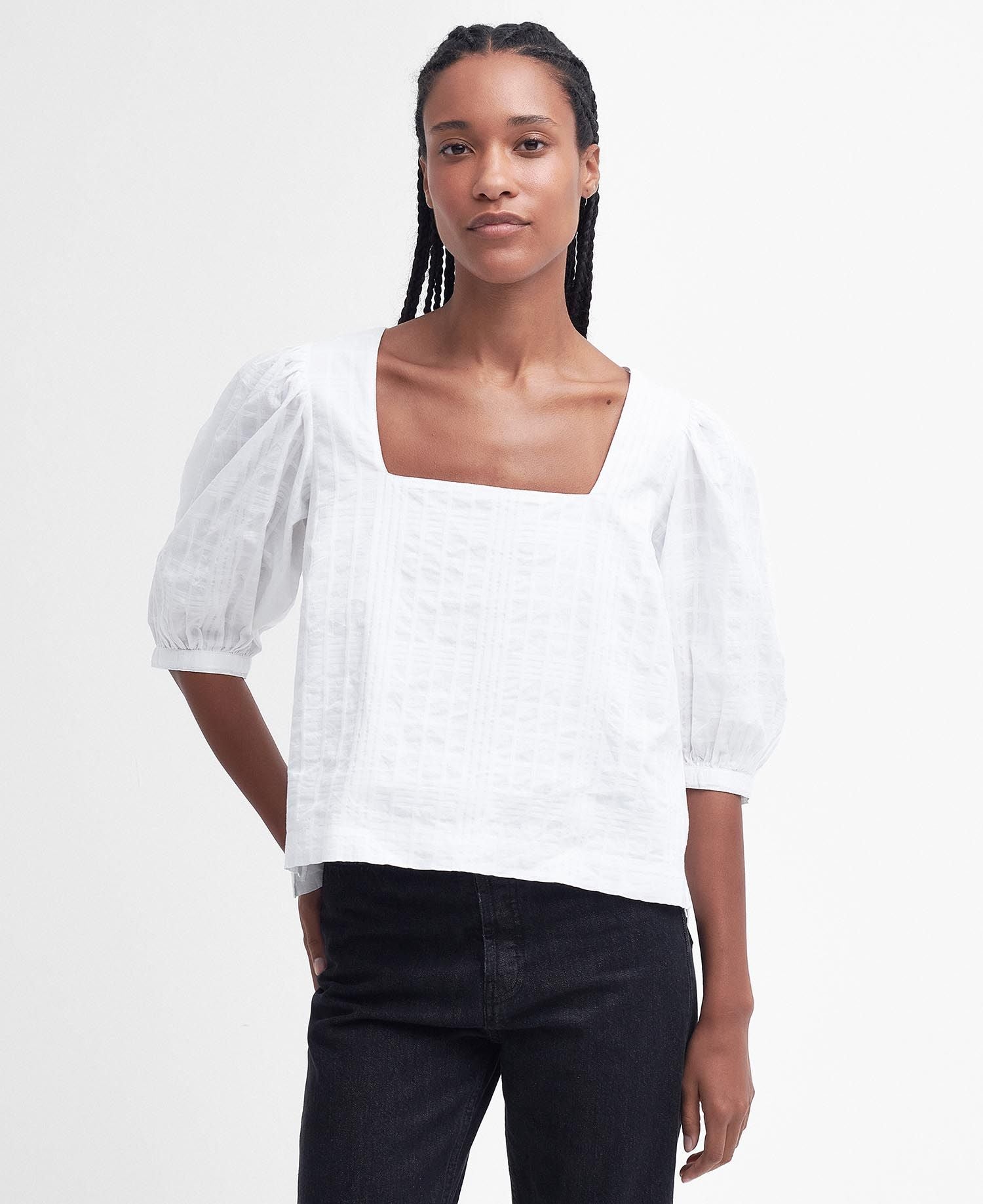 Barbour Macy Grid White Blouse