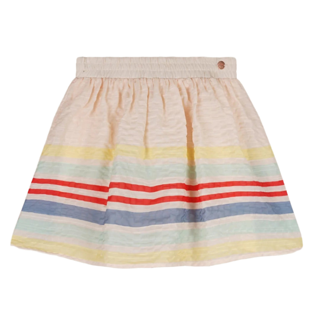 Cream Multi Stripe Seersucker Skirt