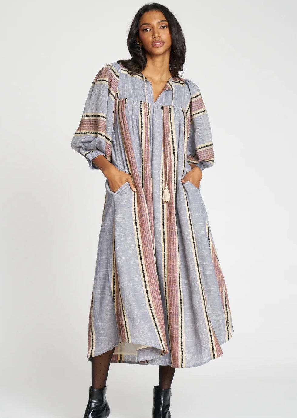 Willow Grey Mauve Stripe Dress