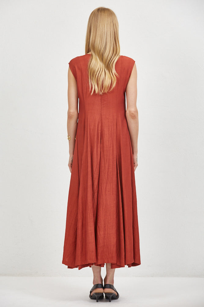 Clea Wine Fit and Flair Midi dress