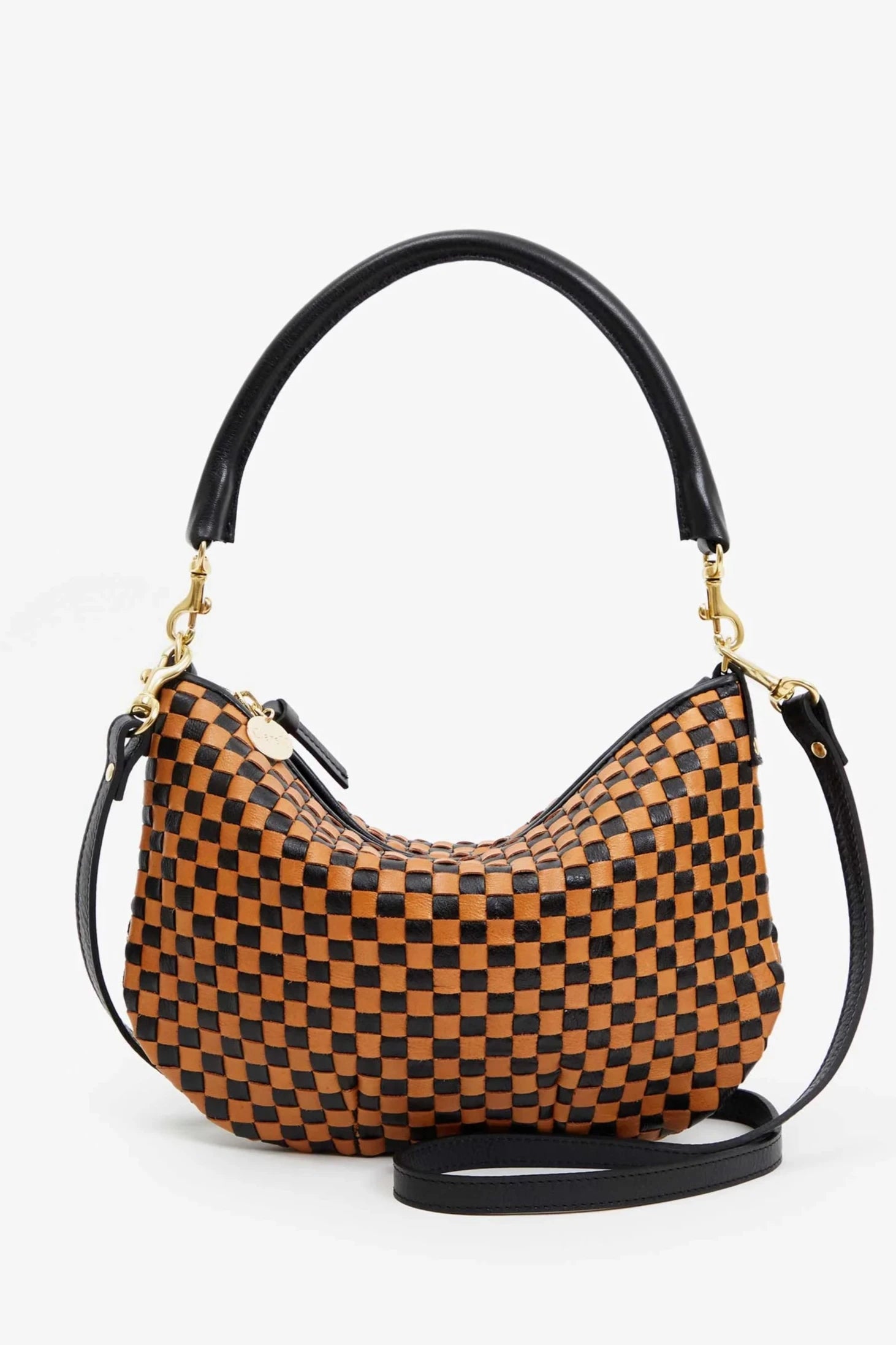 Clare V. Petit Moyen Black Natural Check Bag