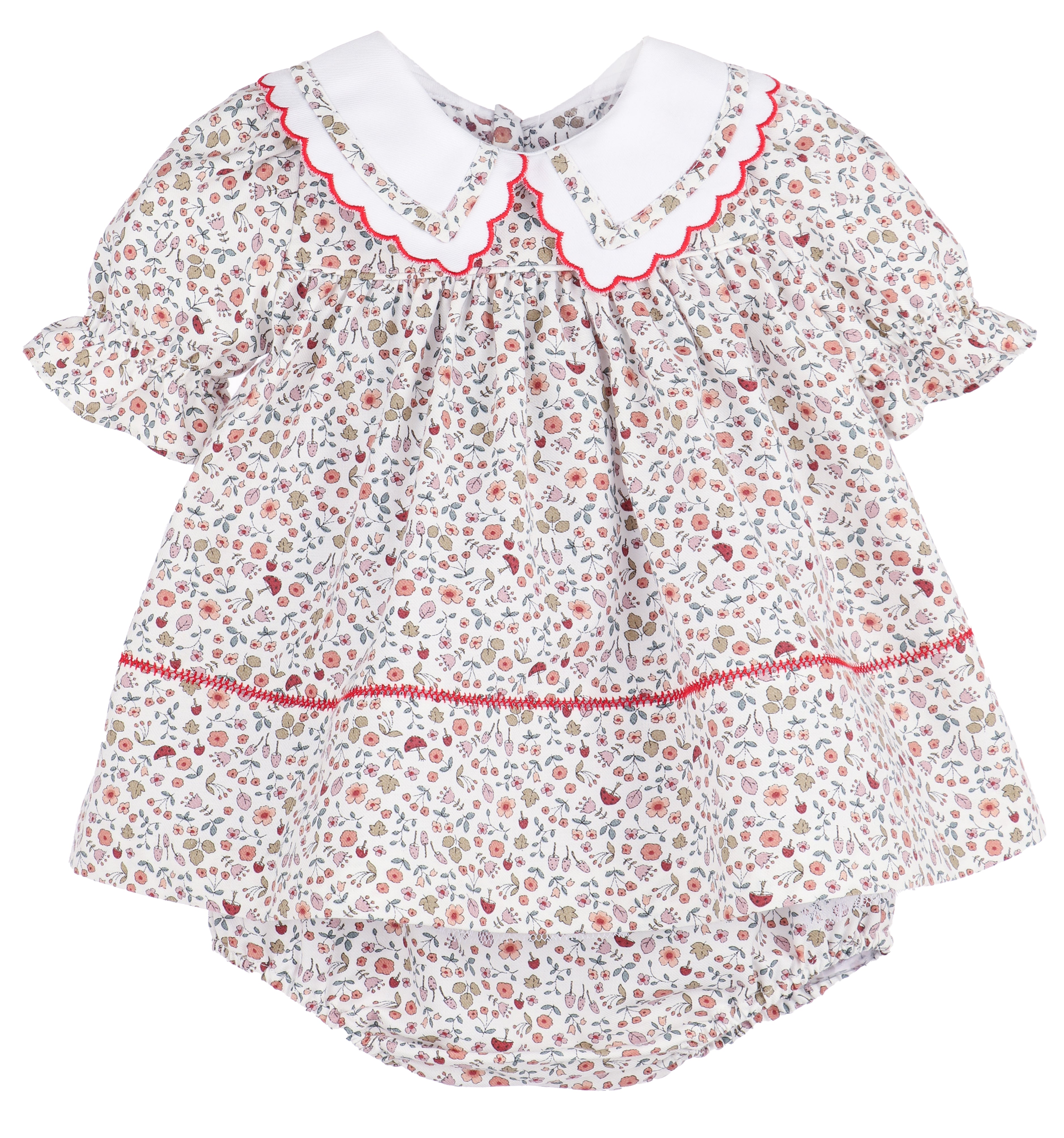 Woodland Red Trim Collar Dress