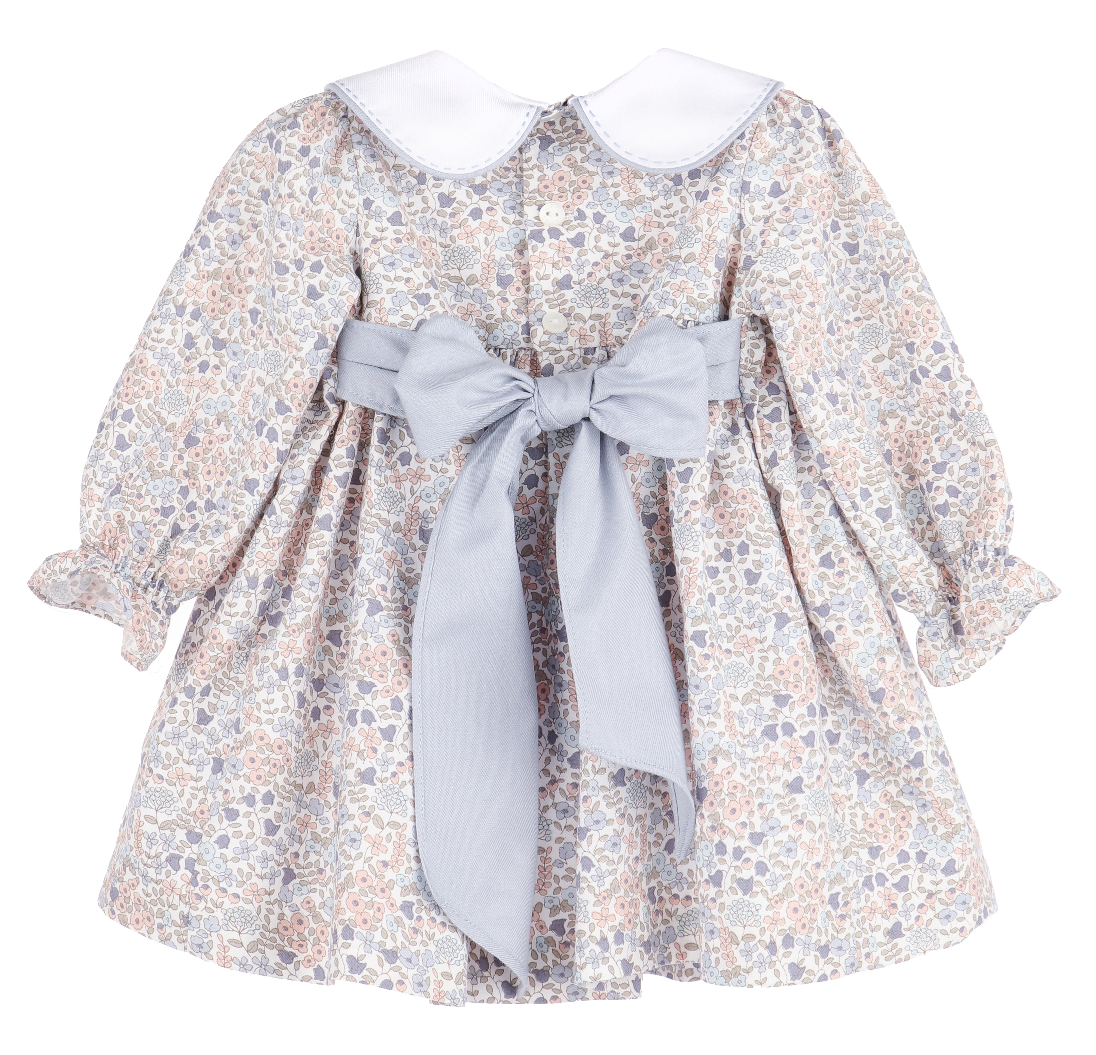 Light Blue Ditsy Dress White Collar
