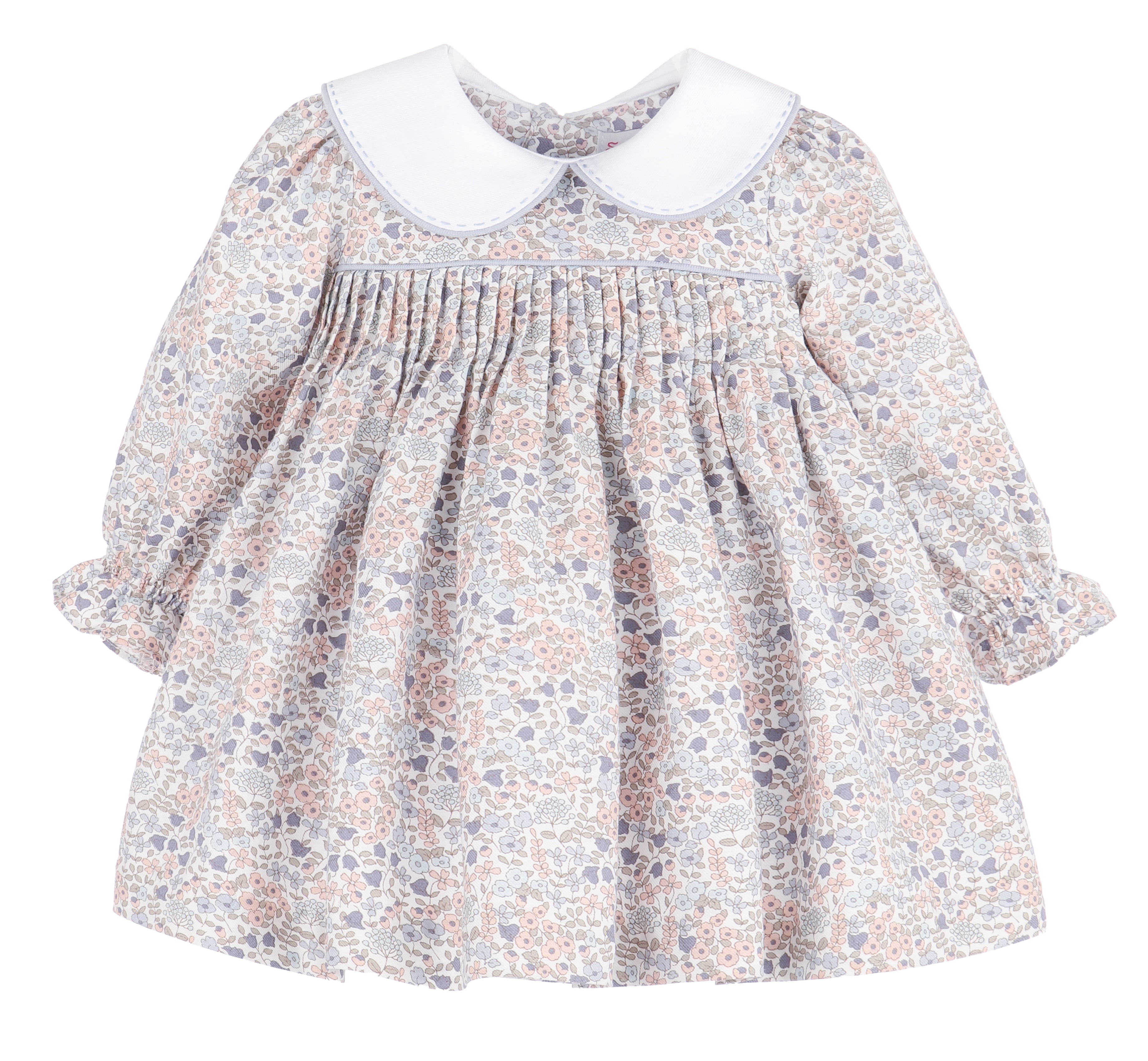 Light Blue Ditsy Dress White Collar