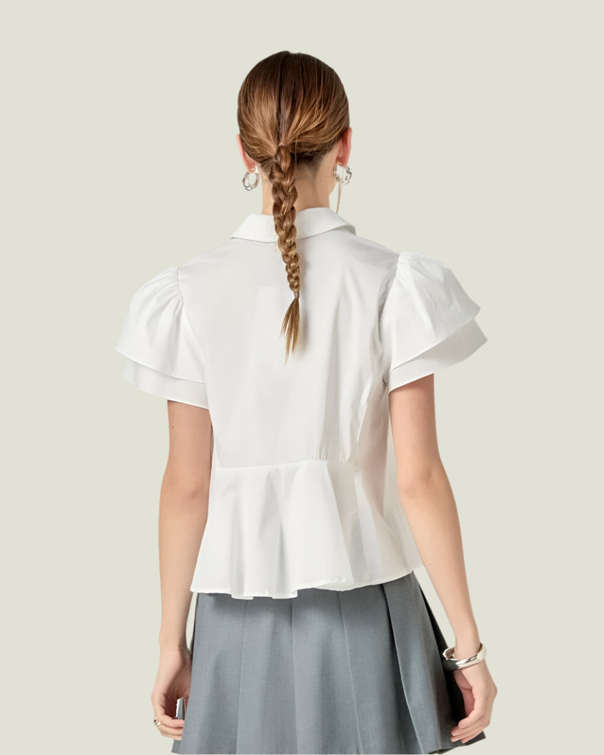 English Factory White Peplum Blouse