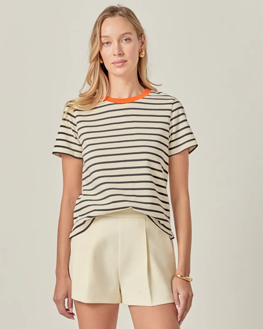 Black Stripe Tee Orange Ringer