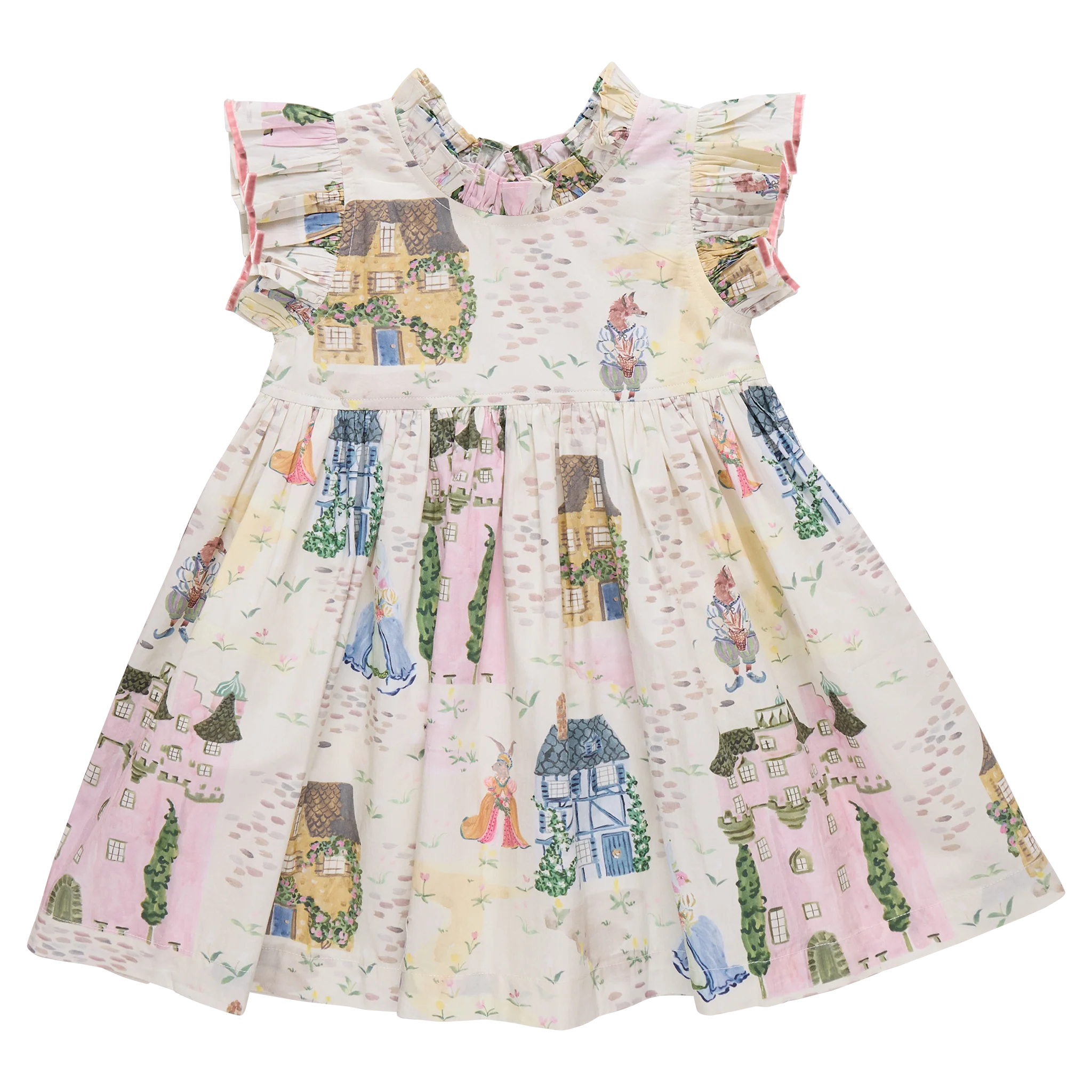 Pink Chicken Castle Print Dress