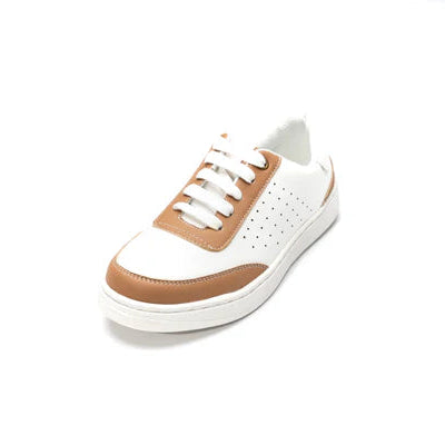 White/Tan Leather Sneakers
