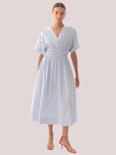 Exquise Blue Stripe Wrap Dress