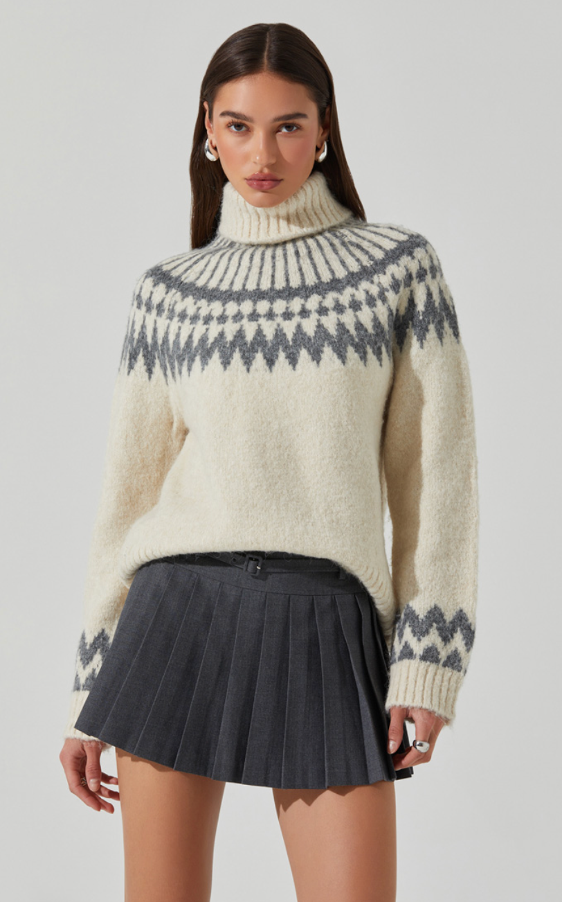 Leka Cream Fairysle Turtle Sweater