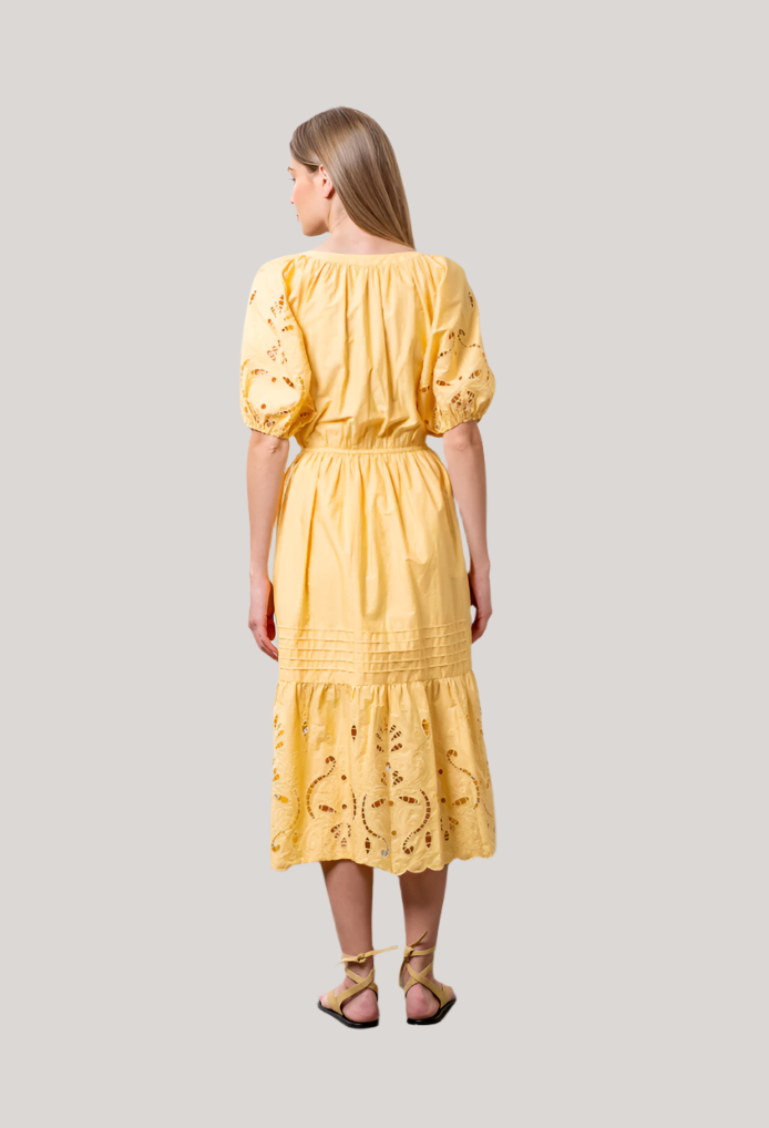 Sami Yellow Cut Eyelet Dress