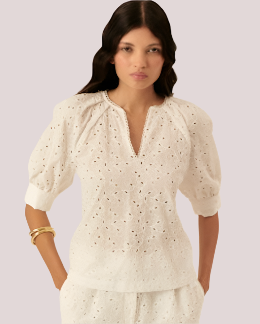 Exquise White Eyelet Blouse