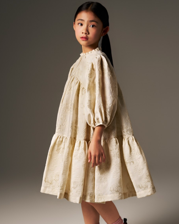Flavia Ivory Brocade Float Dress
