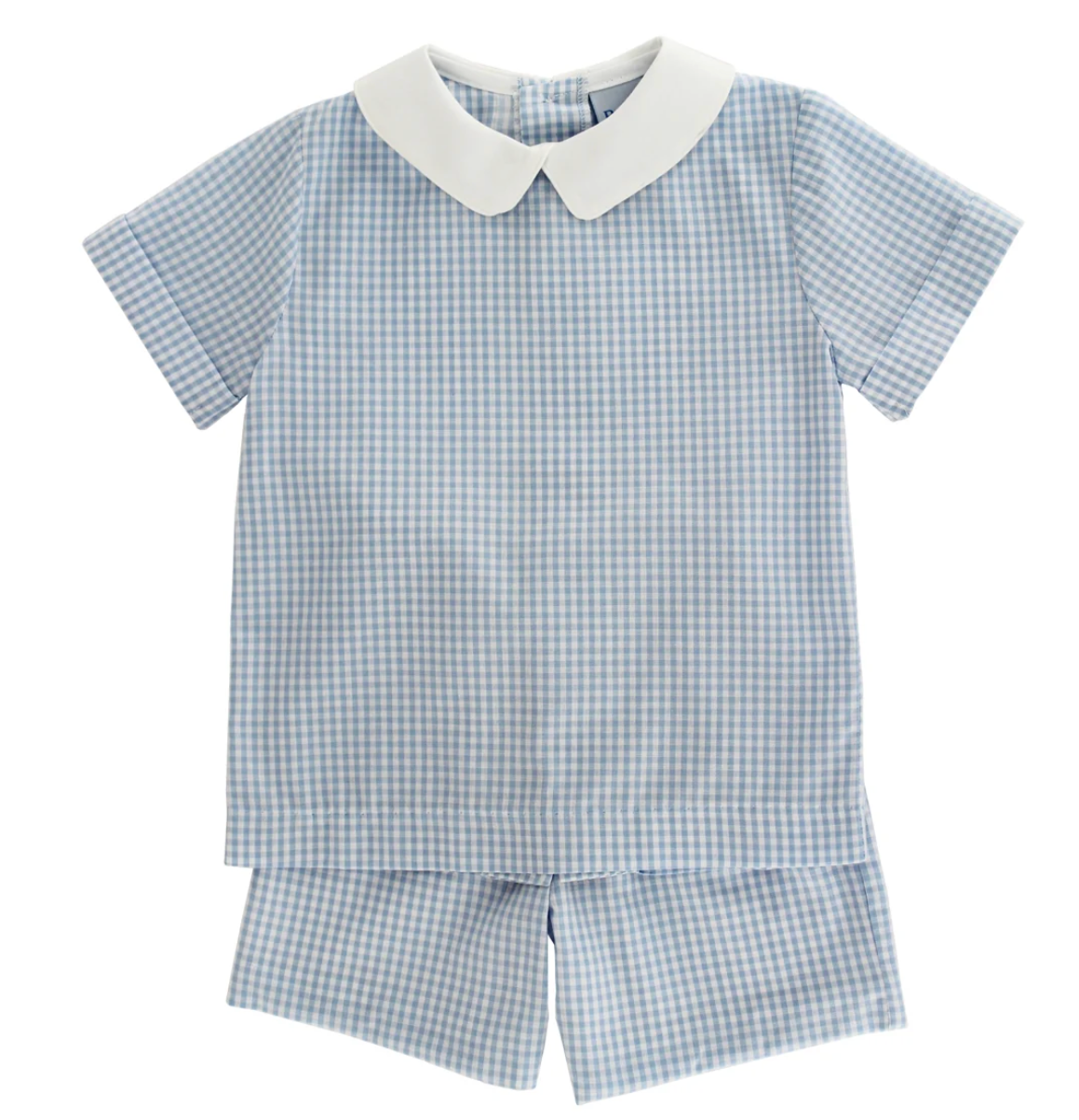 Boy's Light Blue Gingham Shortset