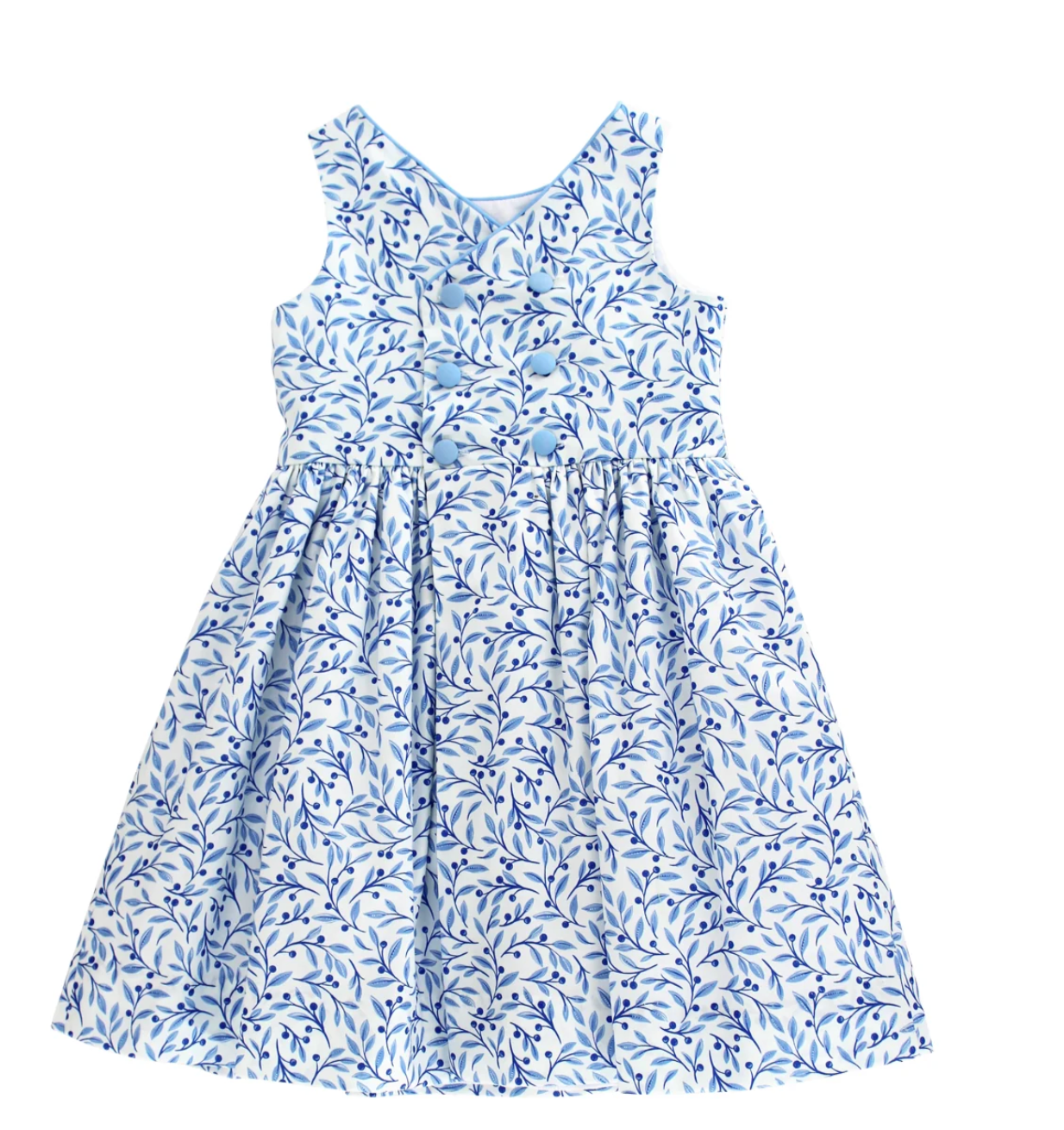 Blue Vine Leaf Print Dress