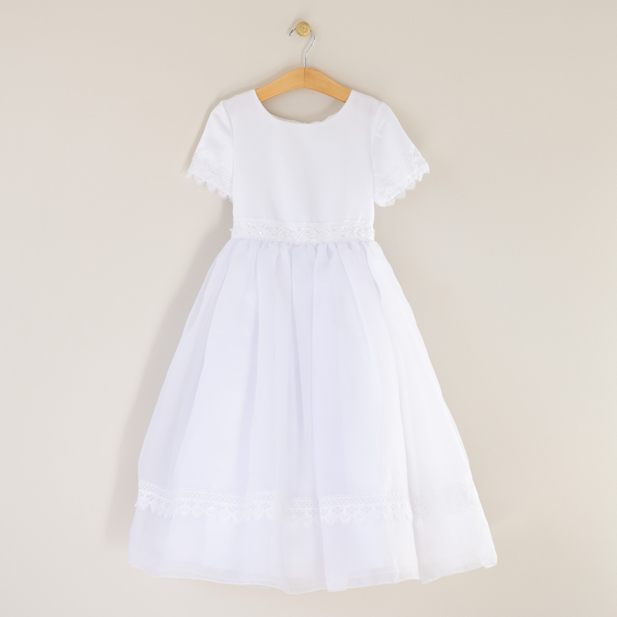 White Chiffon Dress Cluny Lace