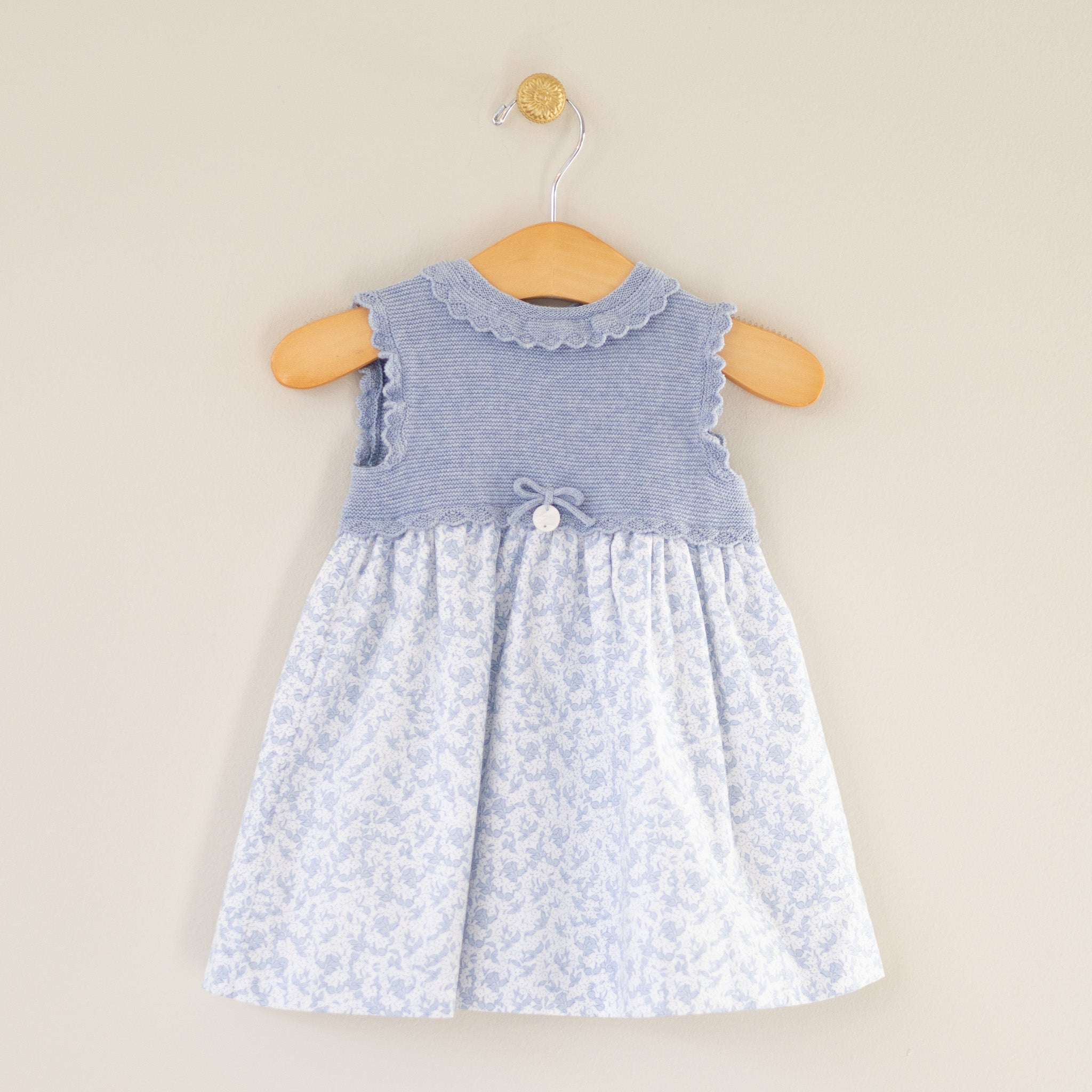 Light blue Knit and Print Dress