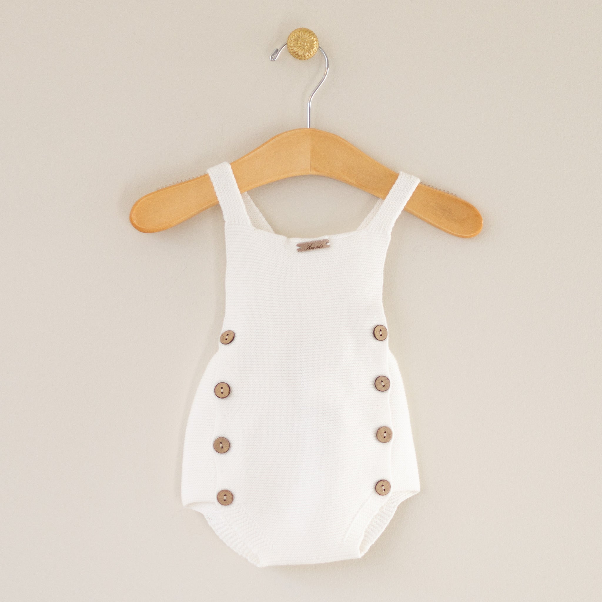 Ivory Knit Overall wood buttons