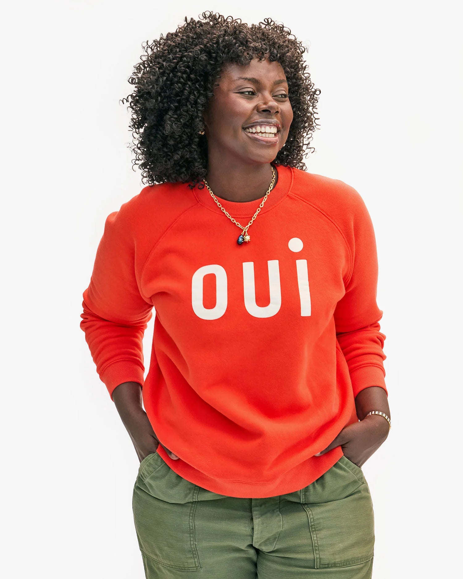 Clare V. Red OUI Sweatshirt