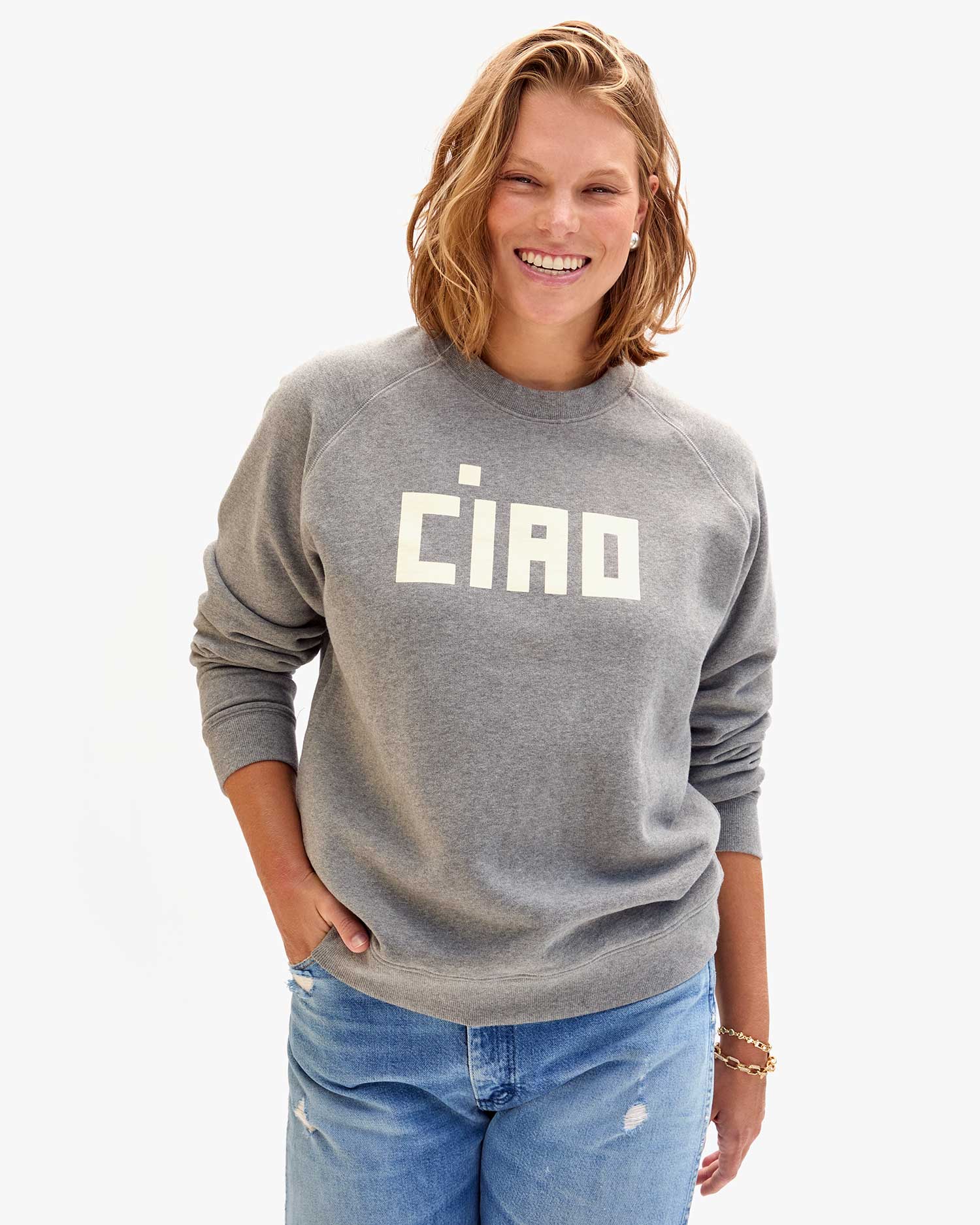 Clare V. Grey CIAO Sweatshirt