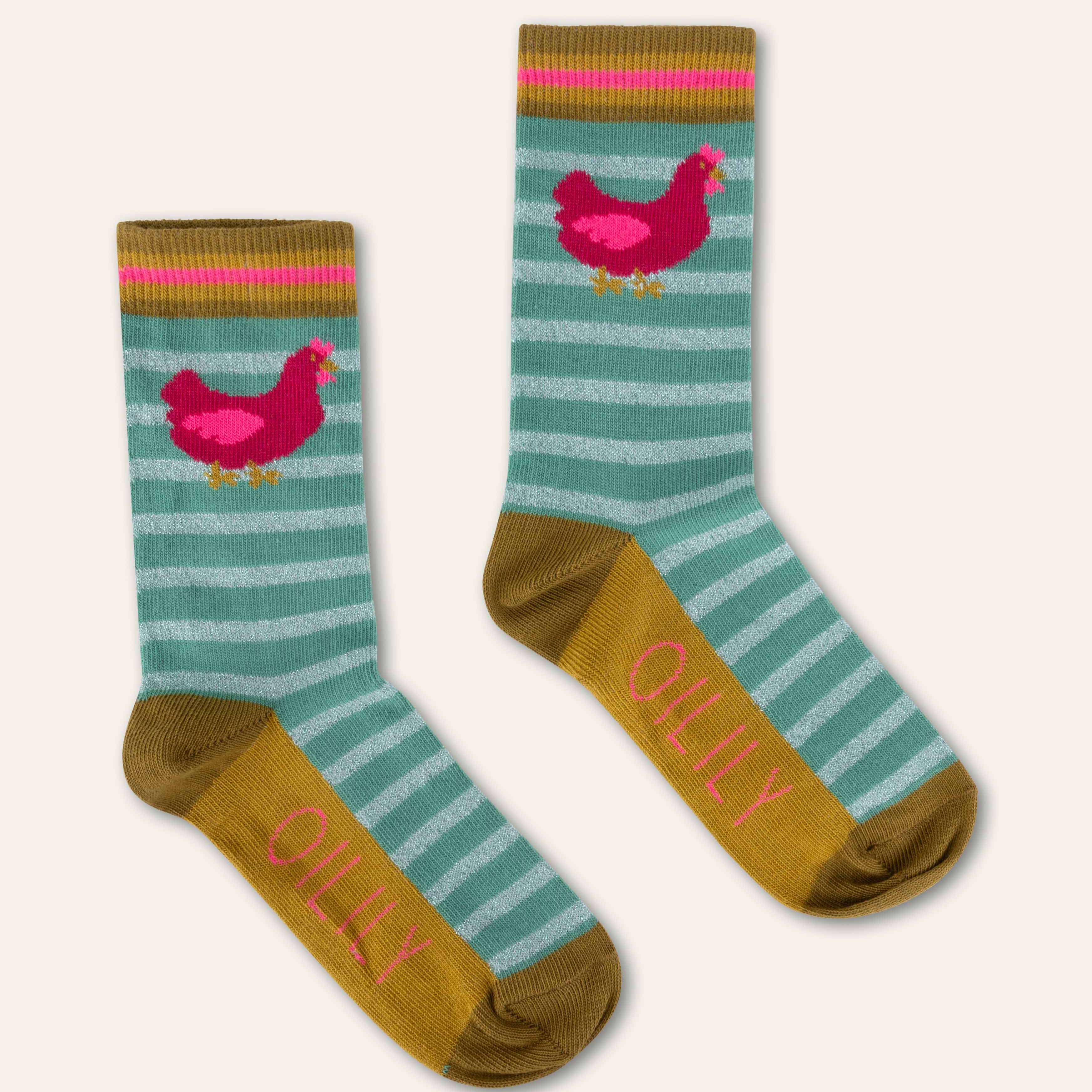 Oilily Maio Teal Chicken Socks