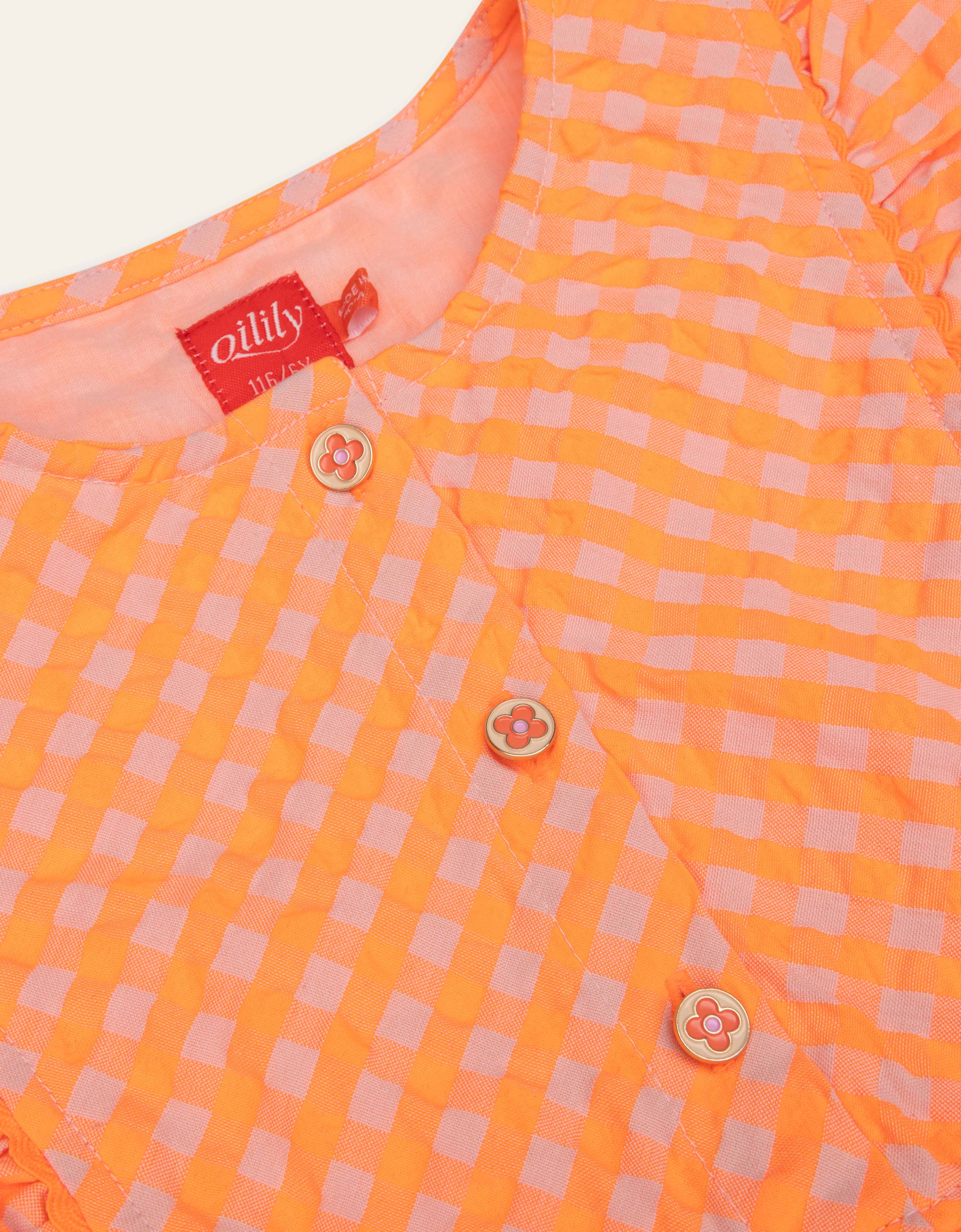 Oilily Dajour Orange Gingham Pinafore Dress