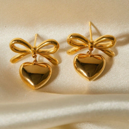 Bow Heart Earrings