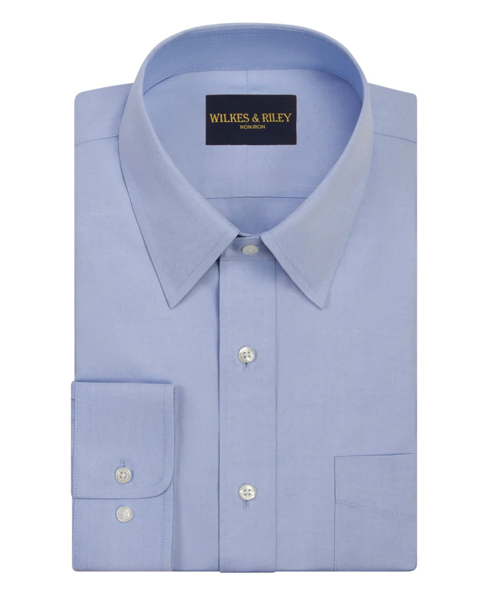 Men's Blue Solid Pinpoint Shirt