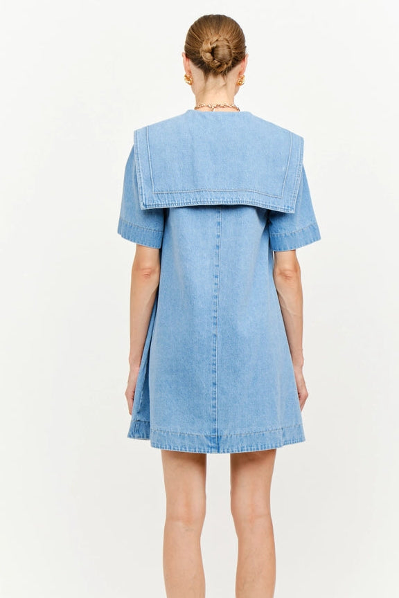 Denim Sailor Collar Mini Dress