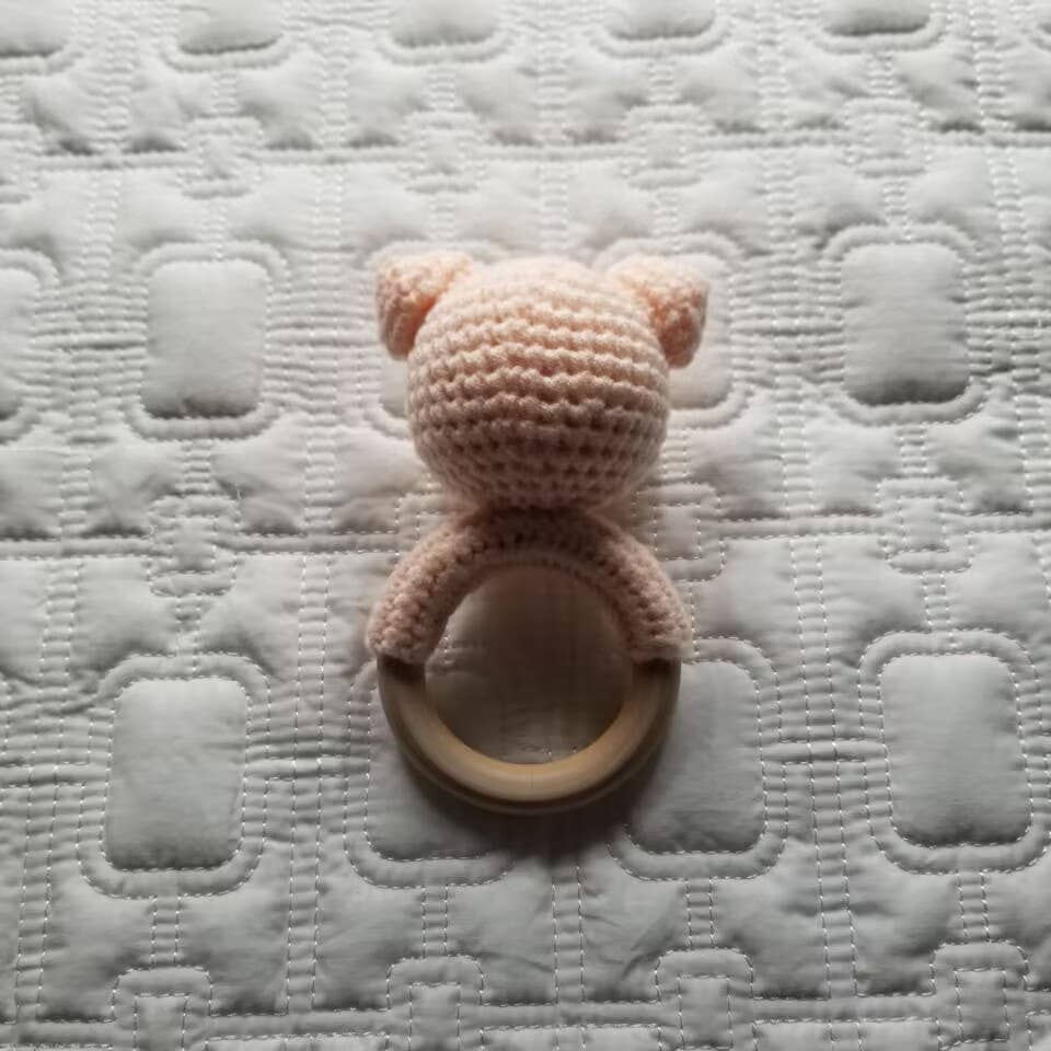 Pink Pig Hand Crochet Knitted Rattle