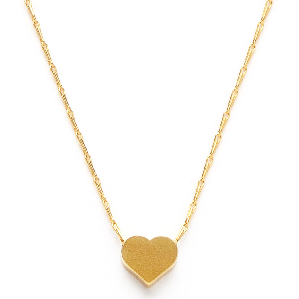 Tiny Flat Gold Heart Pendant