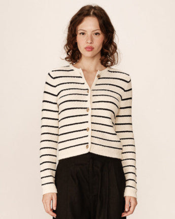 Cream Navy Stripe Cardigan