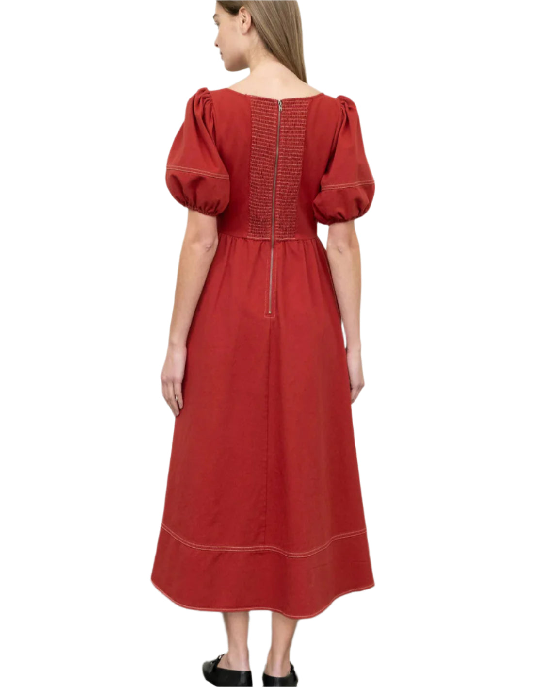 Jessica Maroon Twill Stitched Dress
