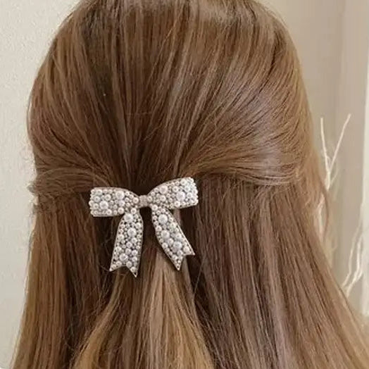 Pearl Bow Hair Clip