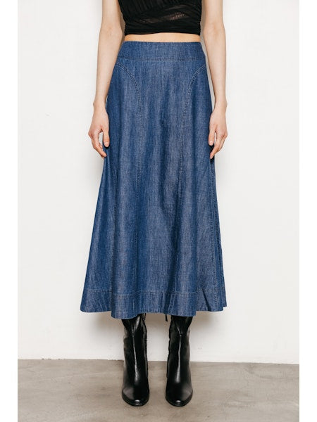 Olivia Denim Panel Midi Skirt