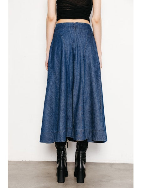 Olivia Denim Panel Midi Skirt