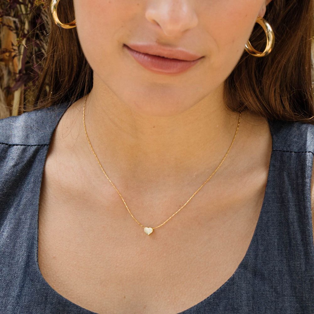 Tiny Flat Gold Heart Pendant