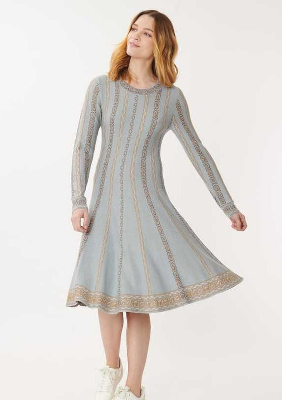 Gloria Blue Knit Aline-Dress