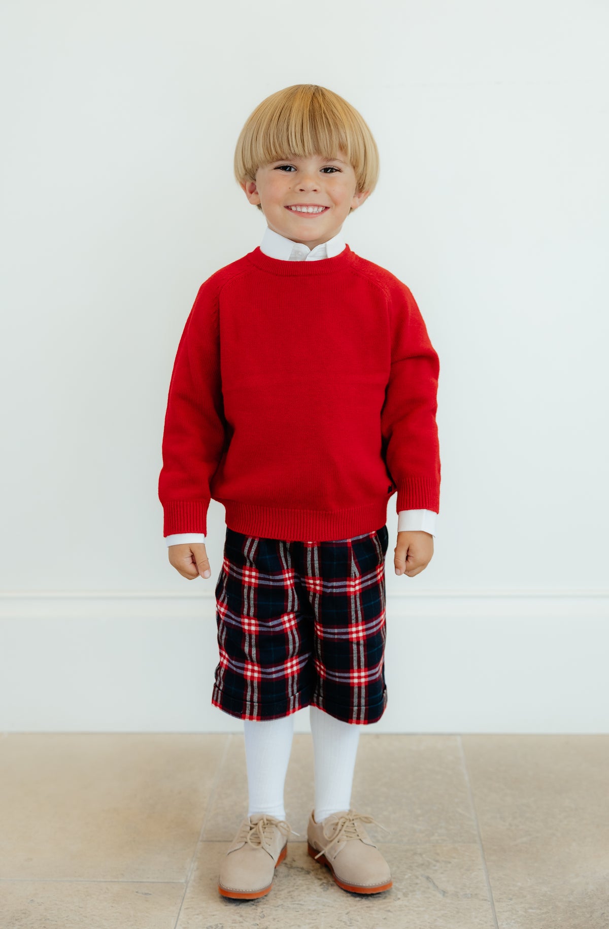 Navy Red Balmoral Plaid Short